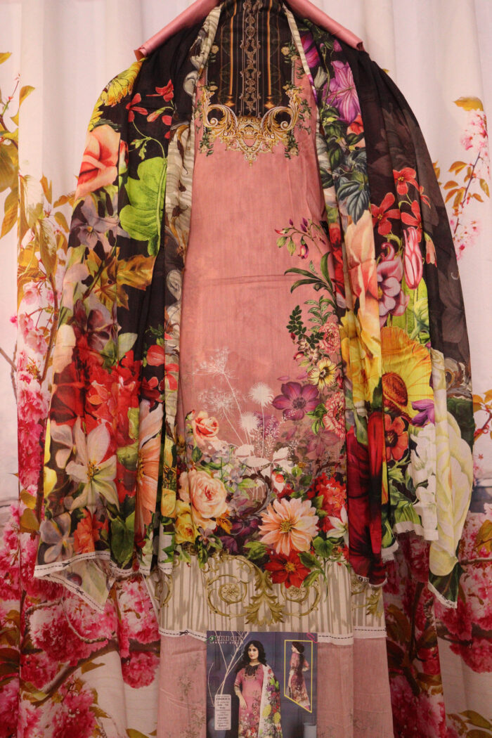 High Quality Pakistani Digital Malhar Lawn with Embroidery work
